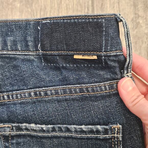 Mother “Insider Ankle Mile High” Jeans 27 Dark Wash Cropped Slim Kick Hem Urban - Picture 10 of 16